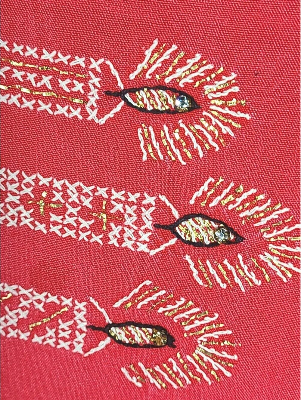 Vintage 1950s Holiday Tablecloth Rhinestone Candles 60x92